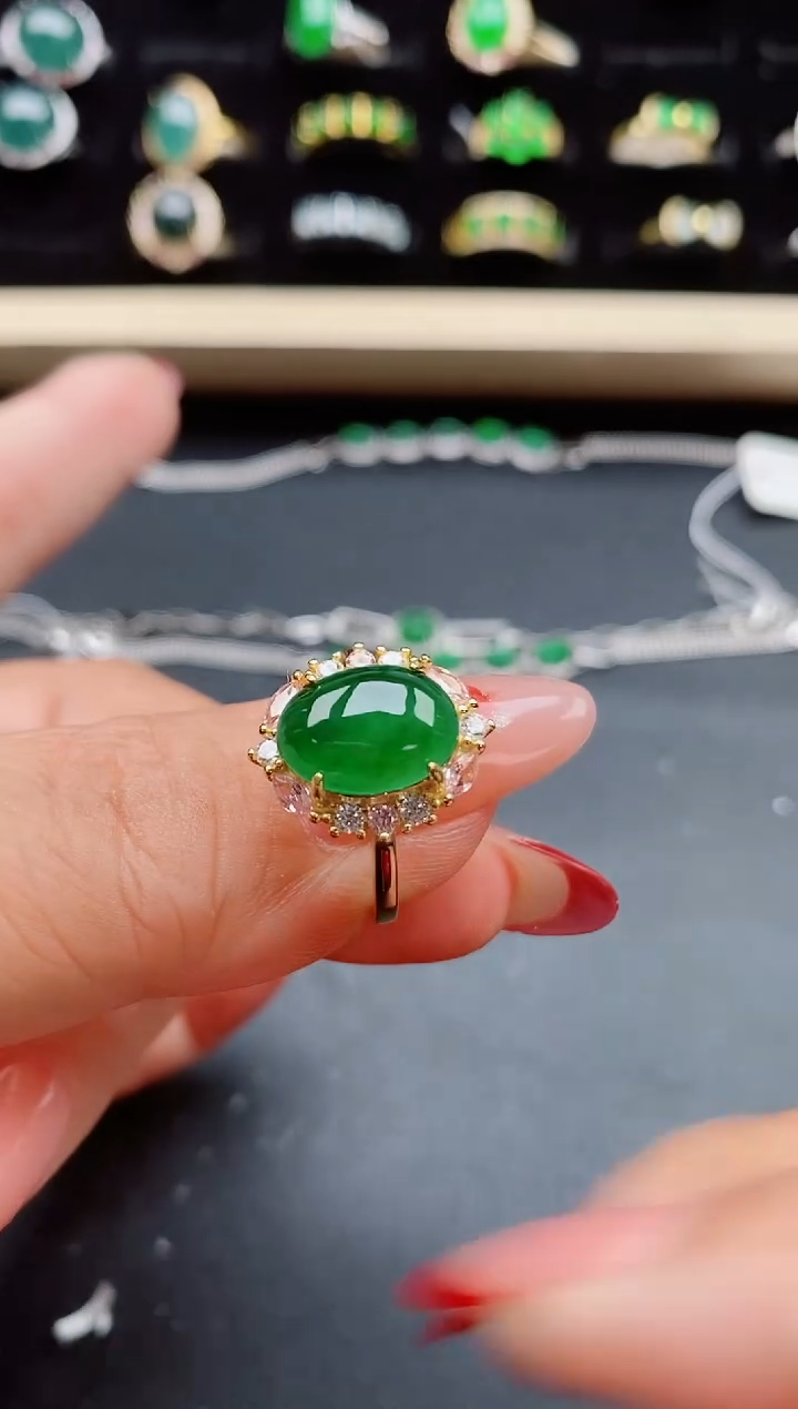 【闪购商品】翡翠戒指银S925镶嵌5080550