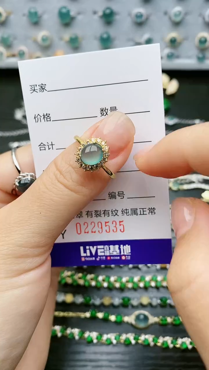 【闪购商品】翡翠戒指银S925镶嵌9535