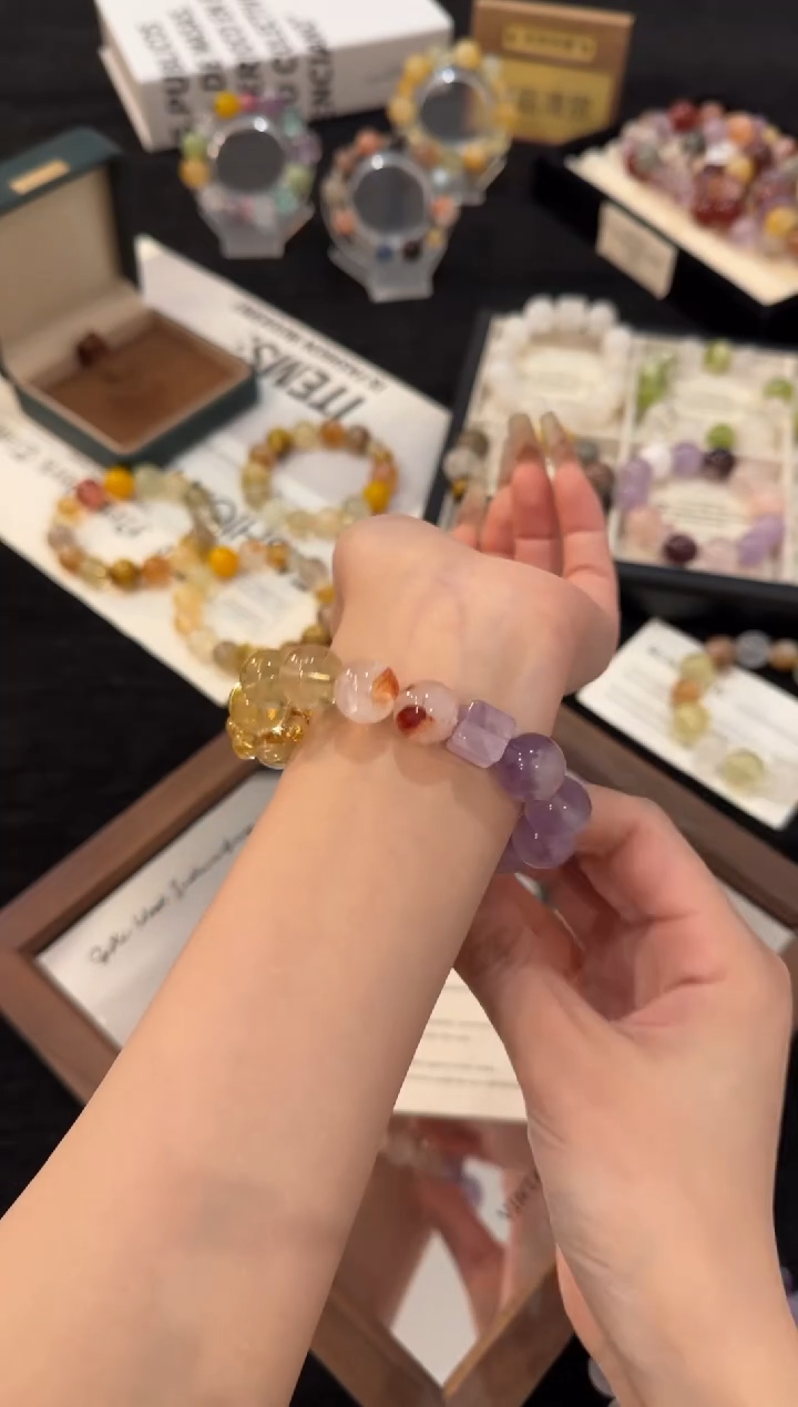 未镶嵌手链水晶紫黄x3250