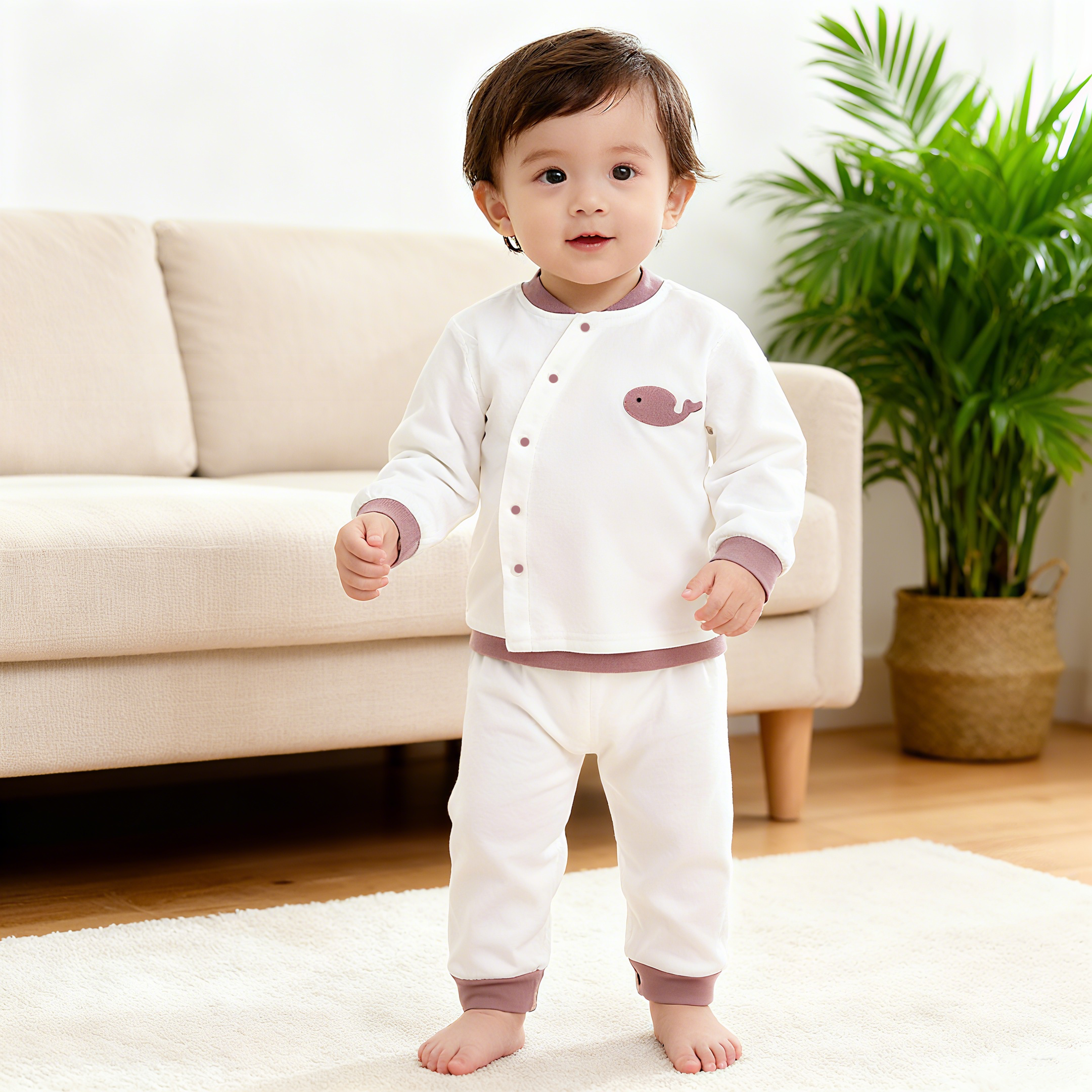 欧若风宝宝秋衣套装新生儿男重女打底分体春秋内衣儿重高腰秋裤