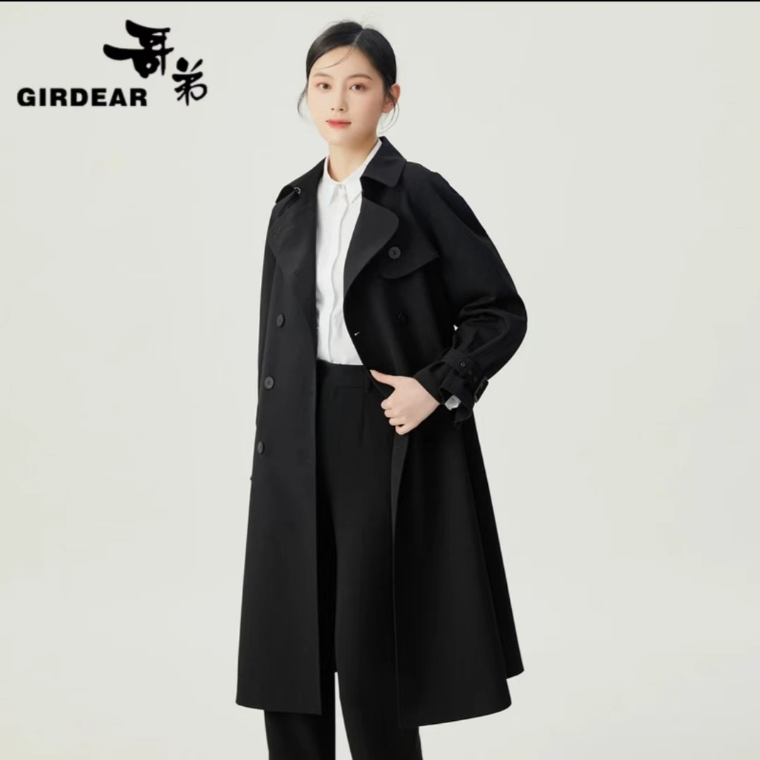 哥弟质感显瘦气质百搭双排扣中长款风衣外套女 1400164
