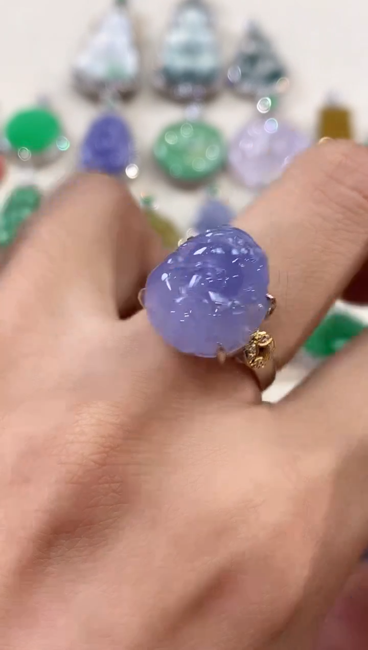 【闪购商品】翡翠戒指18K金镶嵌B244有色差