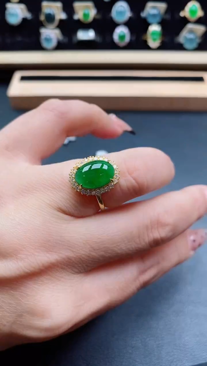 银S925镶嵌戒指翡翠1