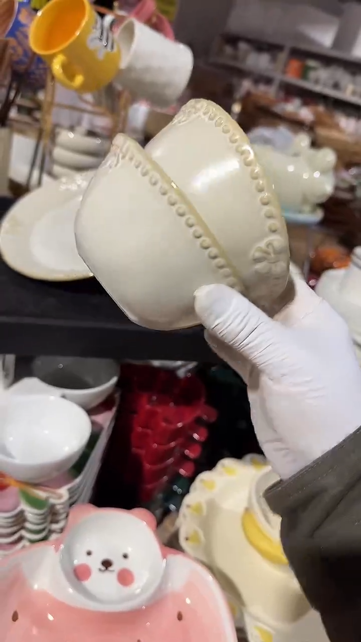 陶瓷2个蝴蝶结米饭碗微瑕 凑满20元包邮