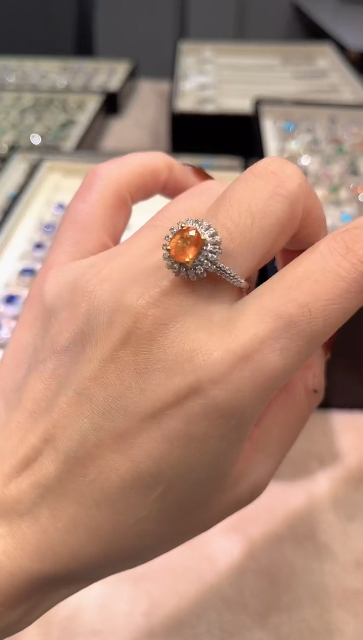 【闪购商品】定制石榴石芬达石戒指未镶嵌芬达石戒指