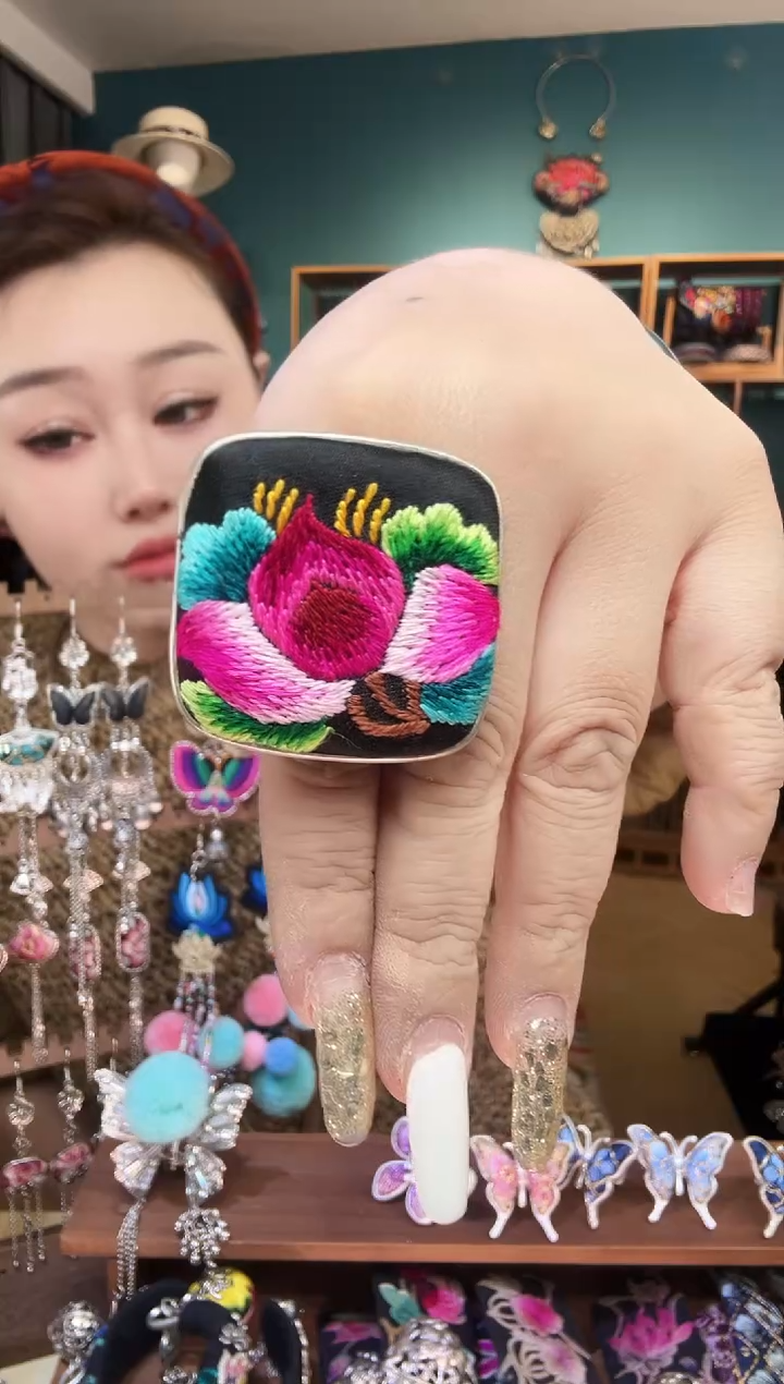 刺绣纯手工民族风刺绣戒指