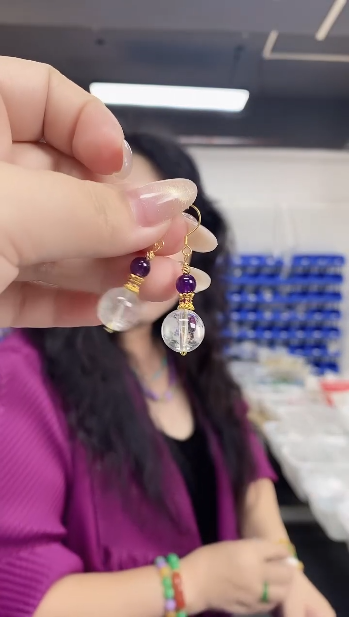 耳饰未镶嵌水晶多样性发其一颜色微差