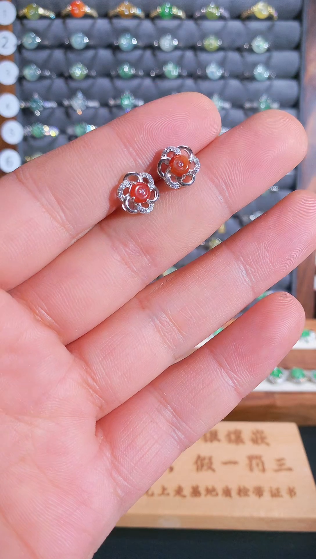 银S925镶嵌戒指翡翠S925银镶翡翠平安扣女饰品