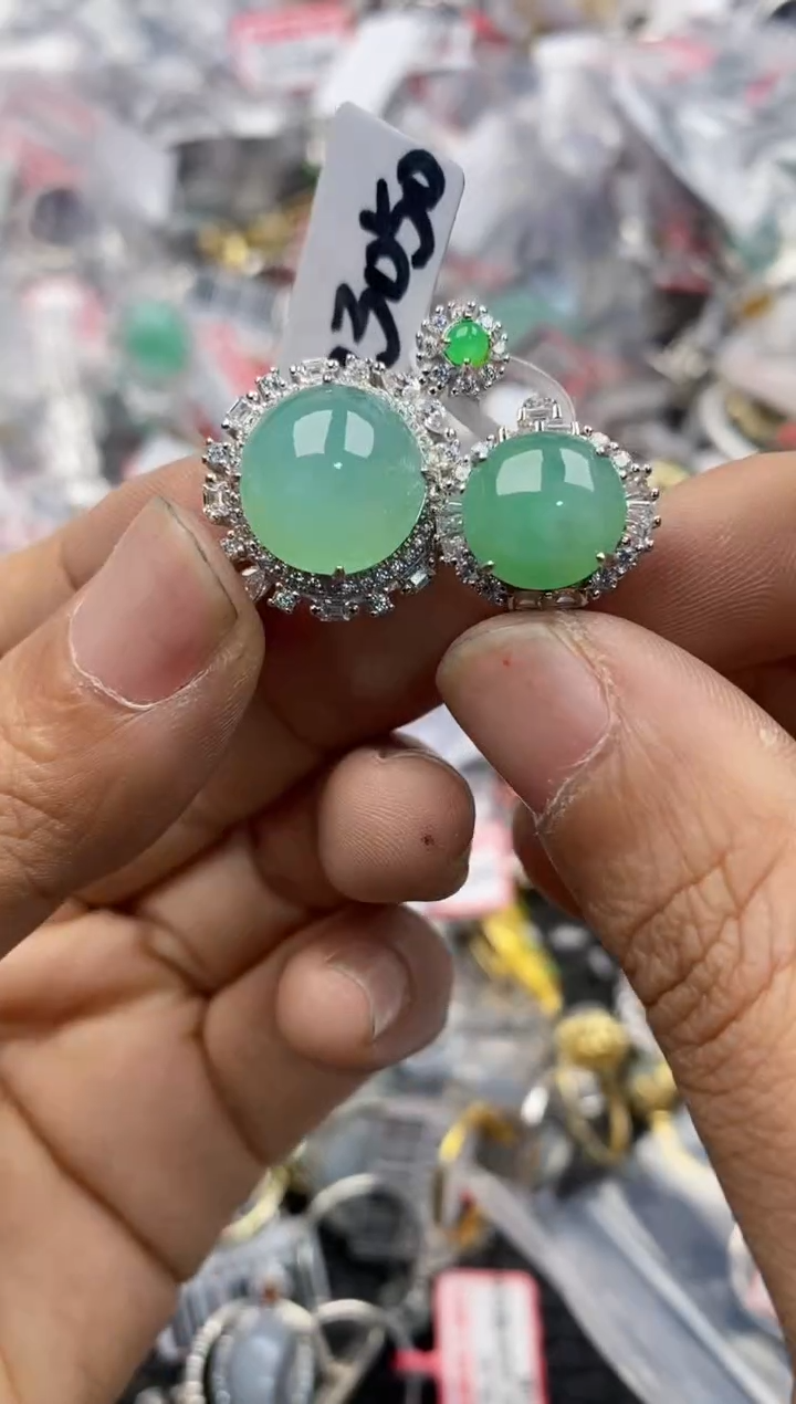 银S925镶嵌戒指翡翠121212---9