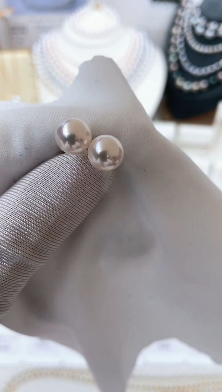 【闪购商品】海水珍珠耳饰18K金镶嵌特选福利8-8.5mm不退不换