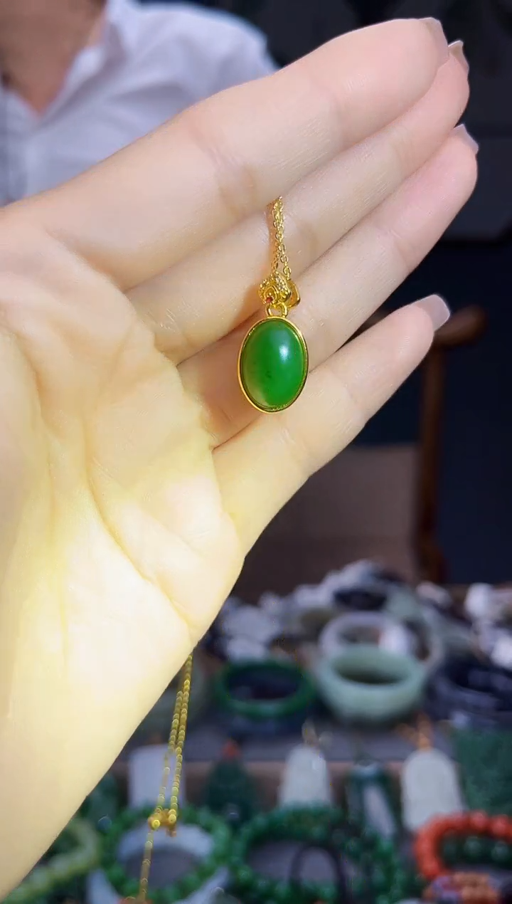 颈饰银S925镶嵌和田玉多样性发货拍一发一