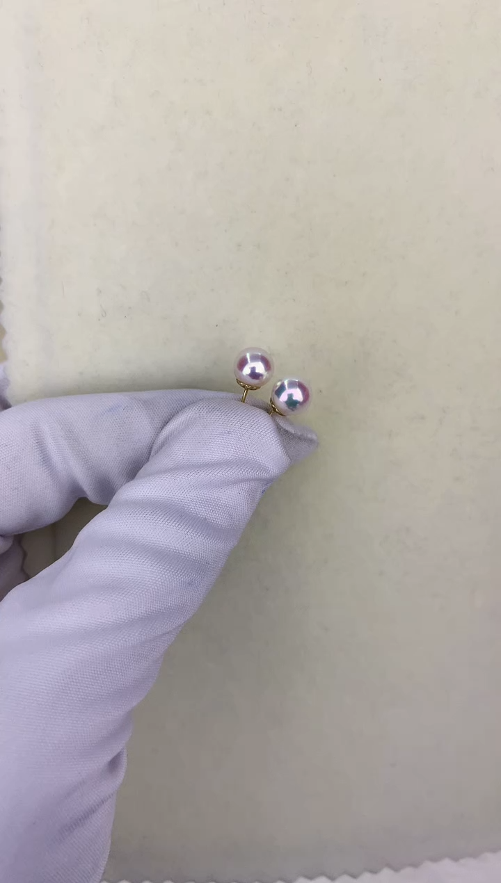 18K金镶嵌DA海水珍珠 7-7.5 耳钉 GD002