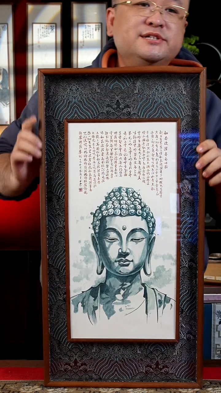 书法34*69绘画画框  佛像  刘