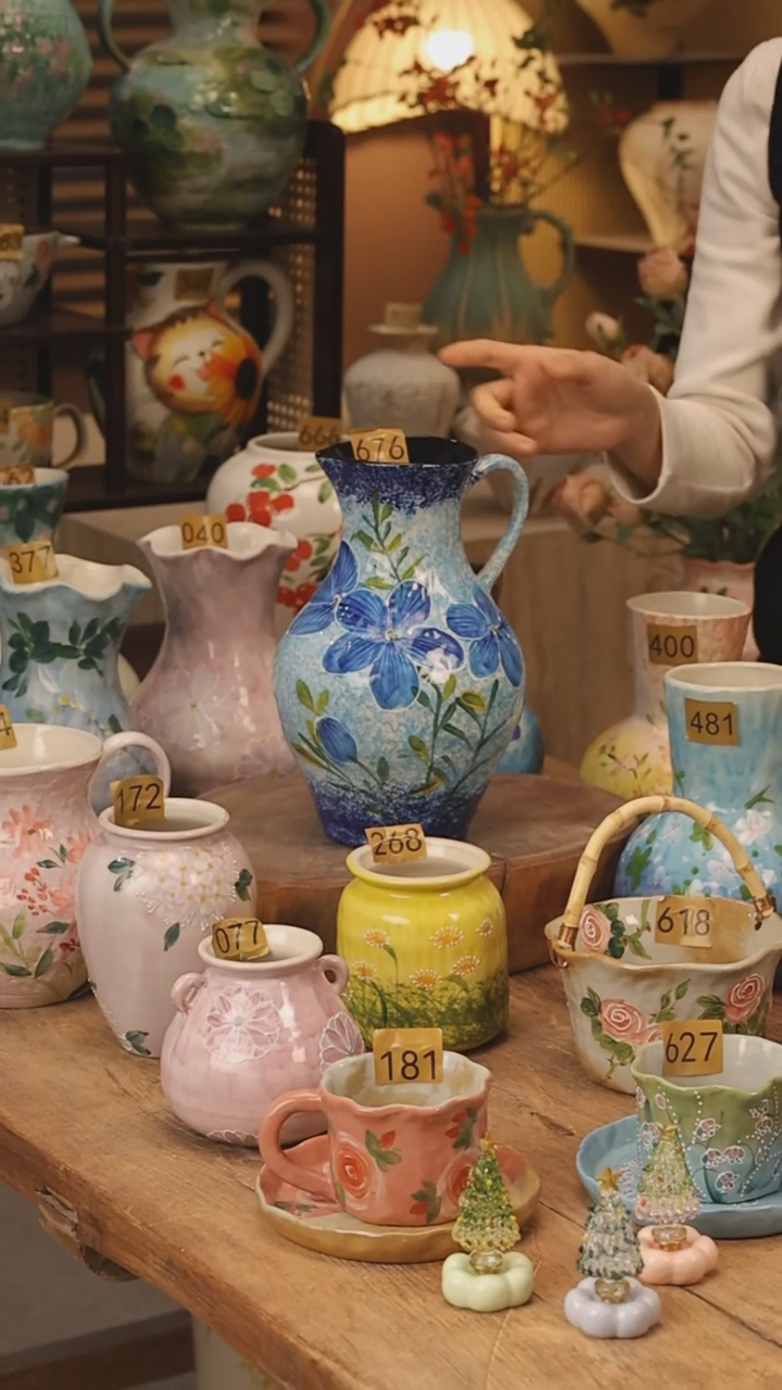 陶瓷景德镇设计师手作花器摆件侘寂风@M676@