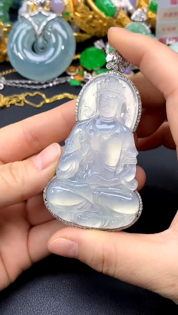 颈饰18K金镶嵌翡翠177-中国好珍宝