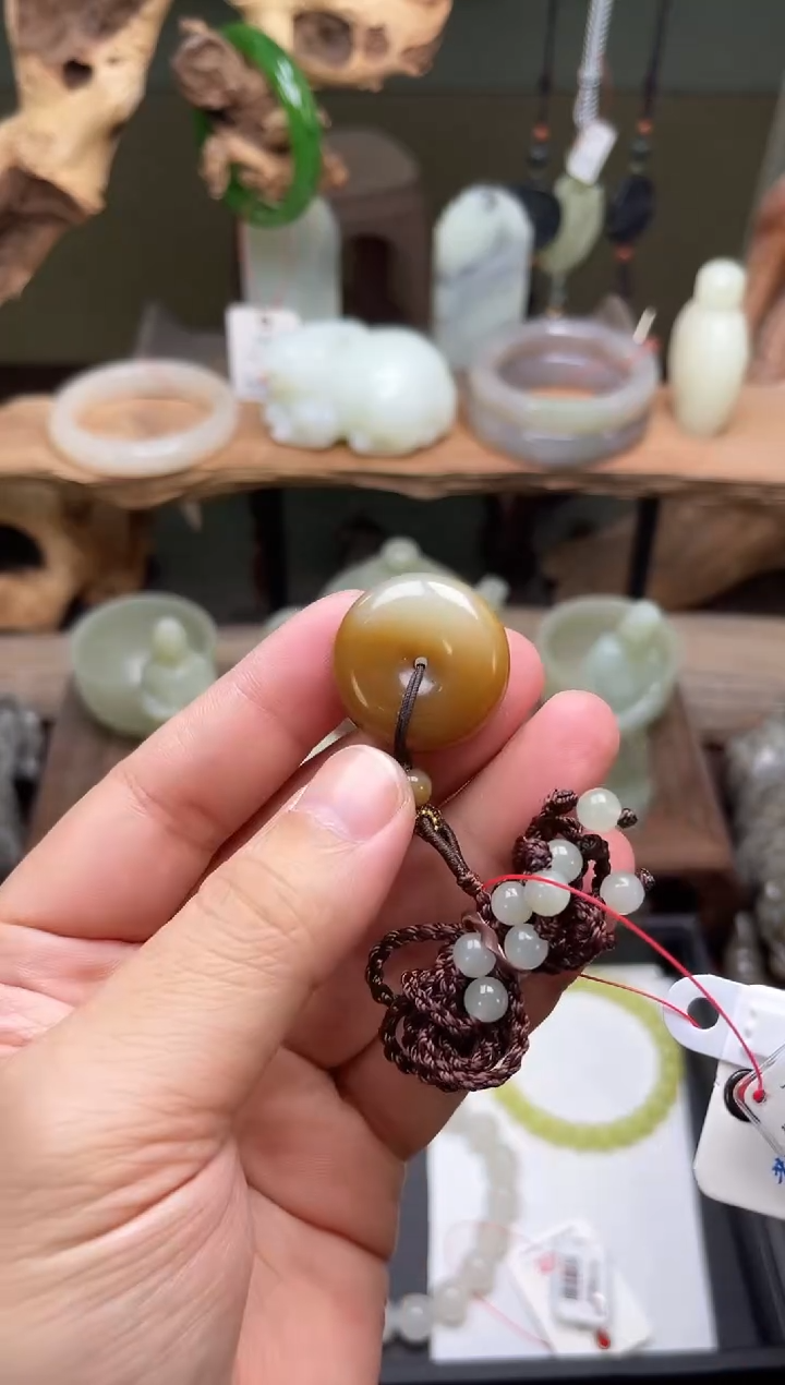 和田玉未镶嵌吊坠且末金山糖白 平安扣 9007847