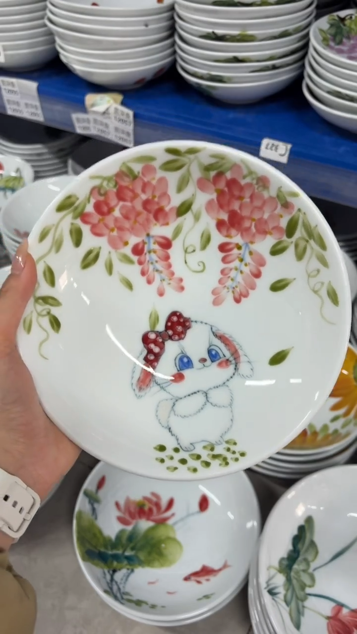 瓷片景德镇高温陶瓷食品级手绘釉中彩-圆深盘