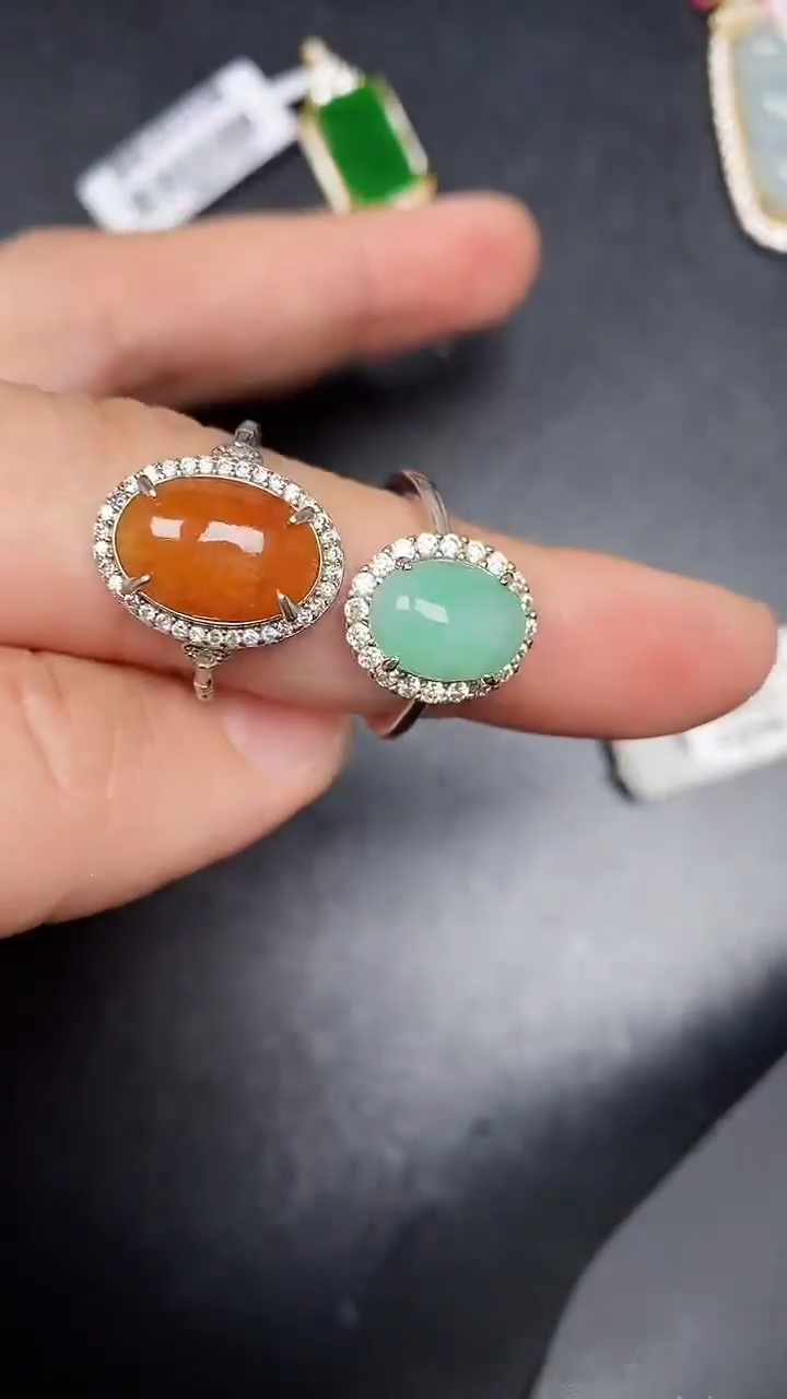 银S925镶嵌戒指翡翠5100