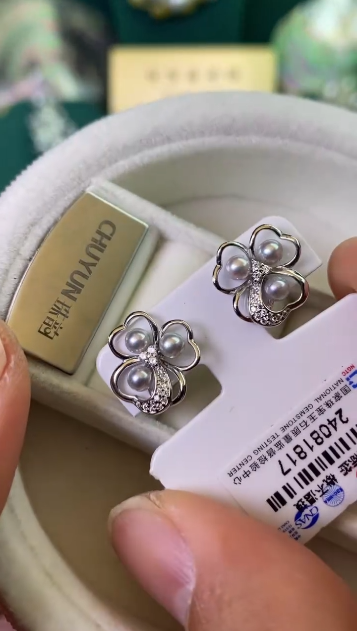 【闪购商品】海水珍珠耳饰银S925镶嵌1