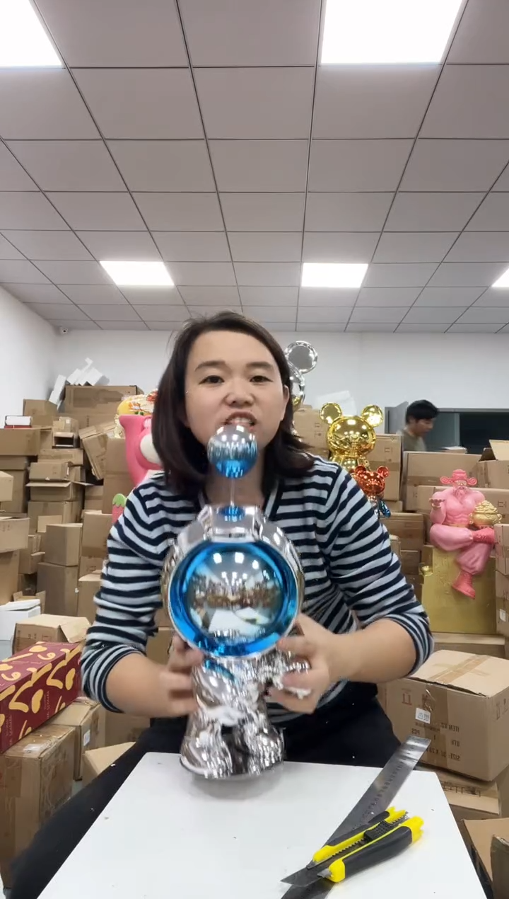 树脂银+蓝电镀抽象摆件