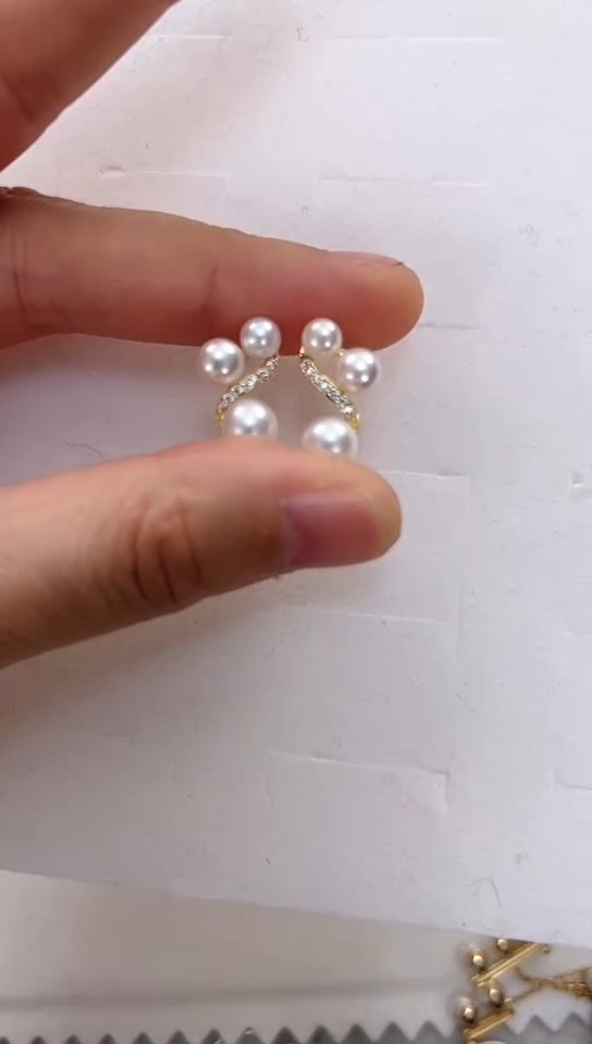 【闪购商品】淡水珍珠耳饰合金三珠音符