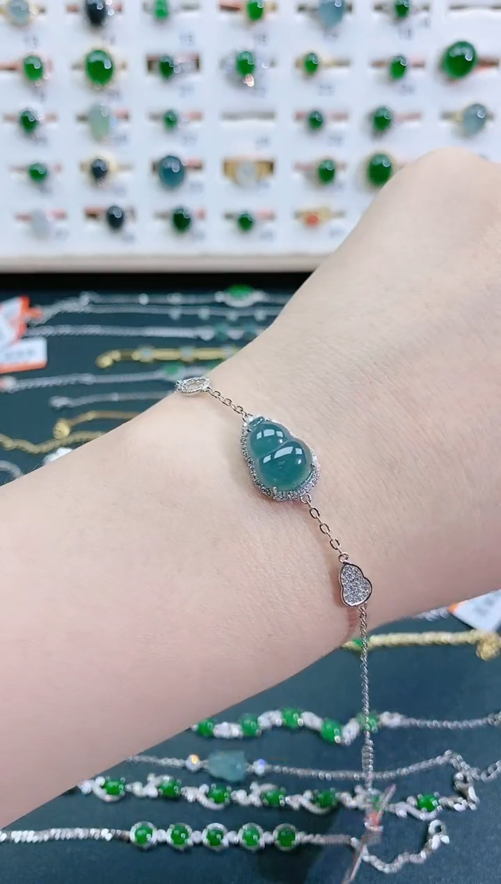 银S925镶嵌手链翡翠天然翡翠