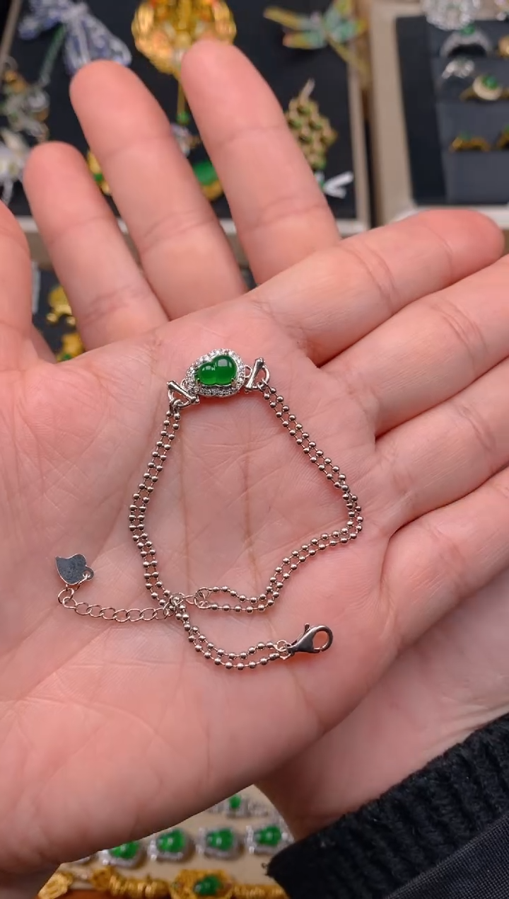 【闪购商品】翡翠手链银S925镶嵌葫芦