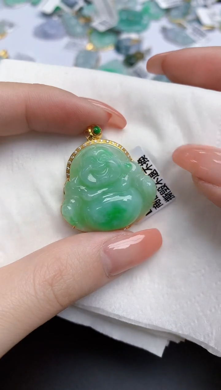 【闪购商品】翡翠颈饰18K金镶嵌天然缅甸翡翠A货