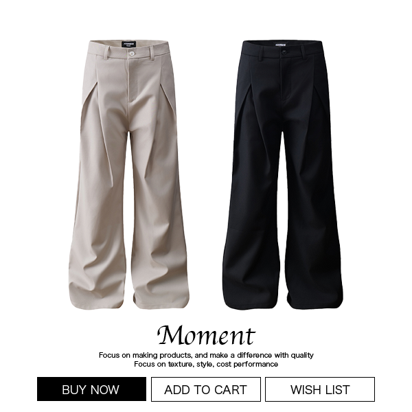 Moment高级感立体打褶A字版型微阔西裤夏季垂感极简风