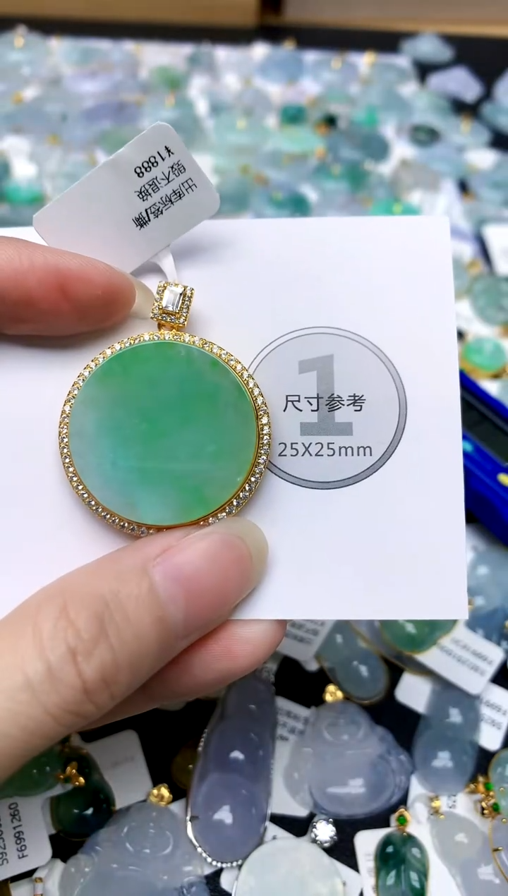 颈饰银S925镶嵌翡翠天然A货翡翠