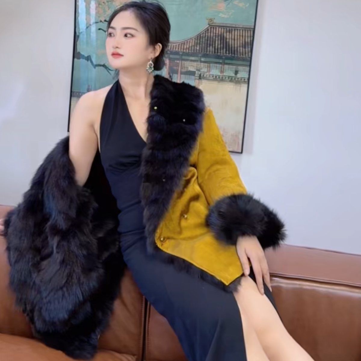 俄罗斯紫貂松弛感老钱风两面穿宽松大码貂外套多巴胺服装貂皮大衣