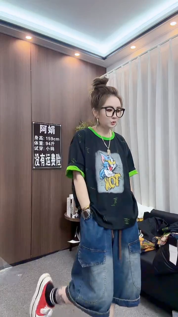 黑色猫和老鼠短袖