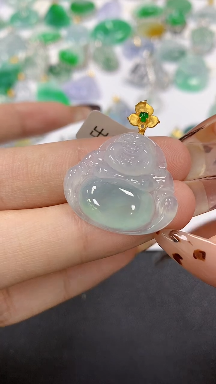 颈饰18K金镶嵌翡翠a货假一赔三支持复检百元上9元证书费自理