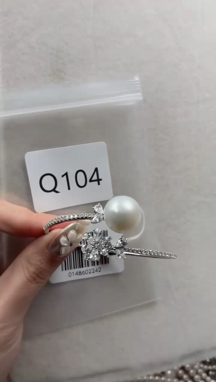 银S925镶嵌手镯海水珍珠Q104