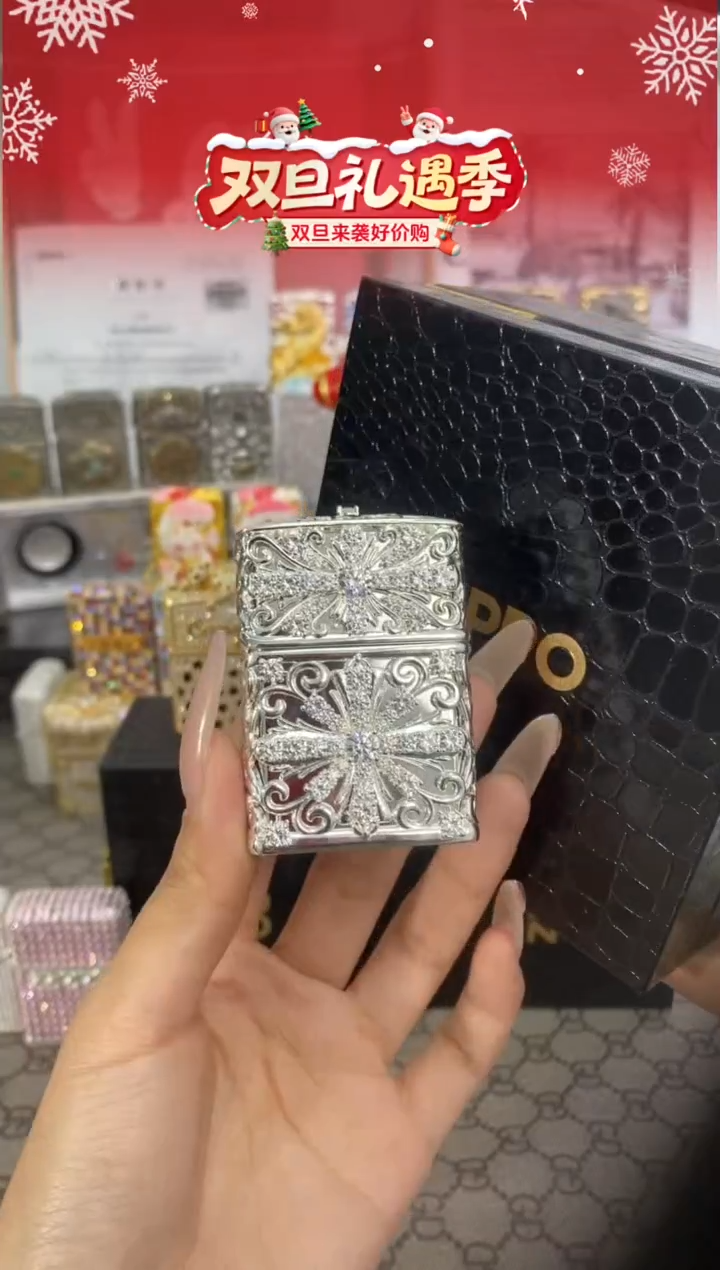 镜面满钻克罗心zippo