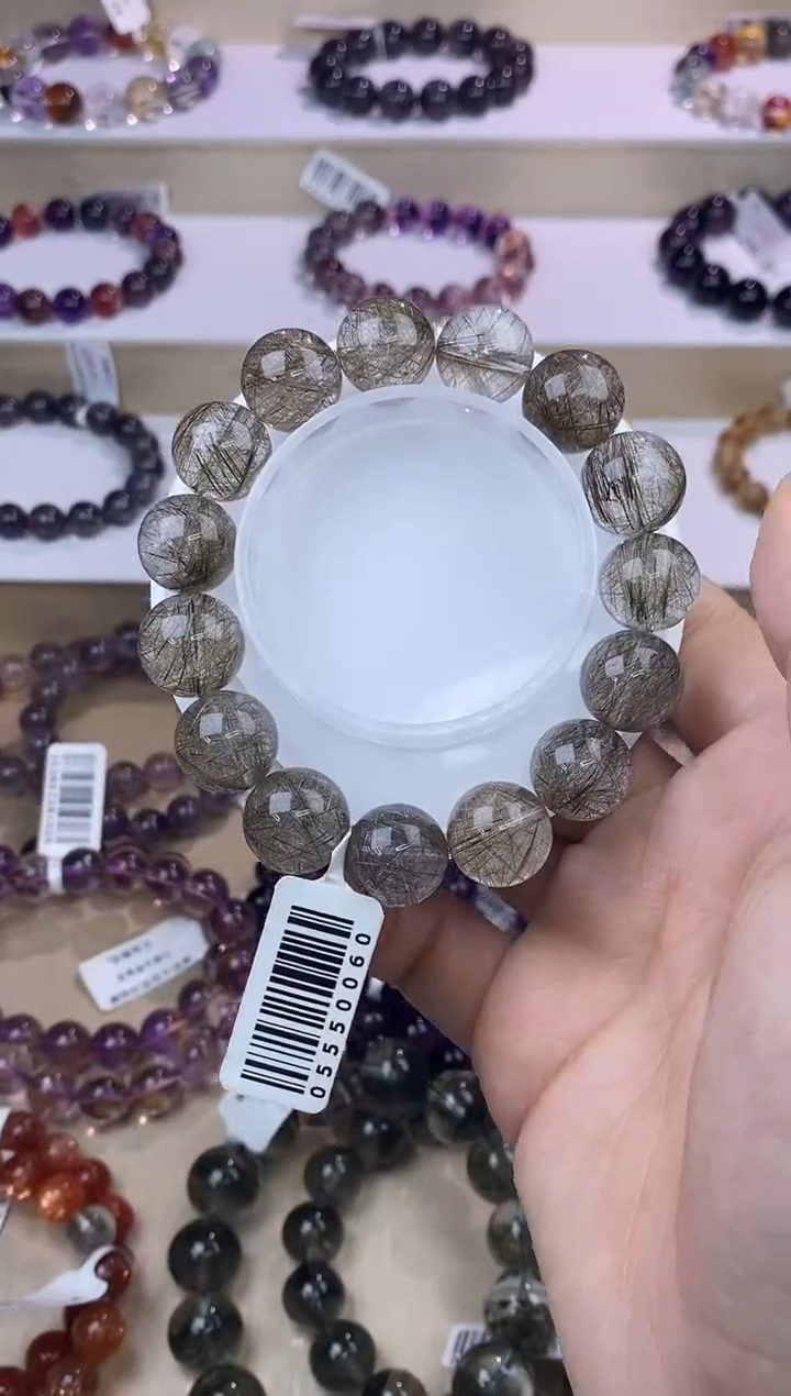 发晶手链未镶嵌银发晶单圈14m+