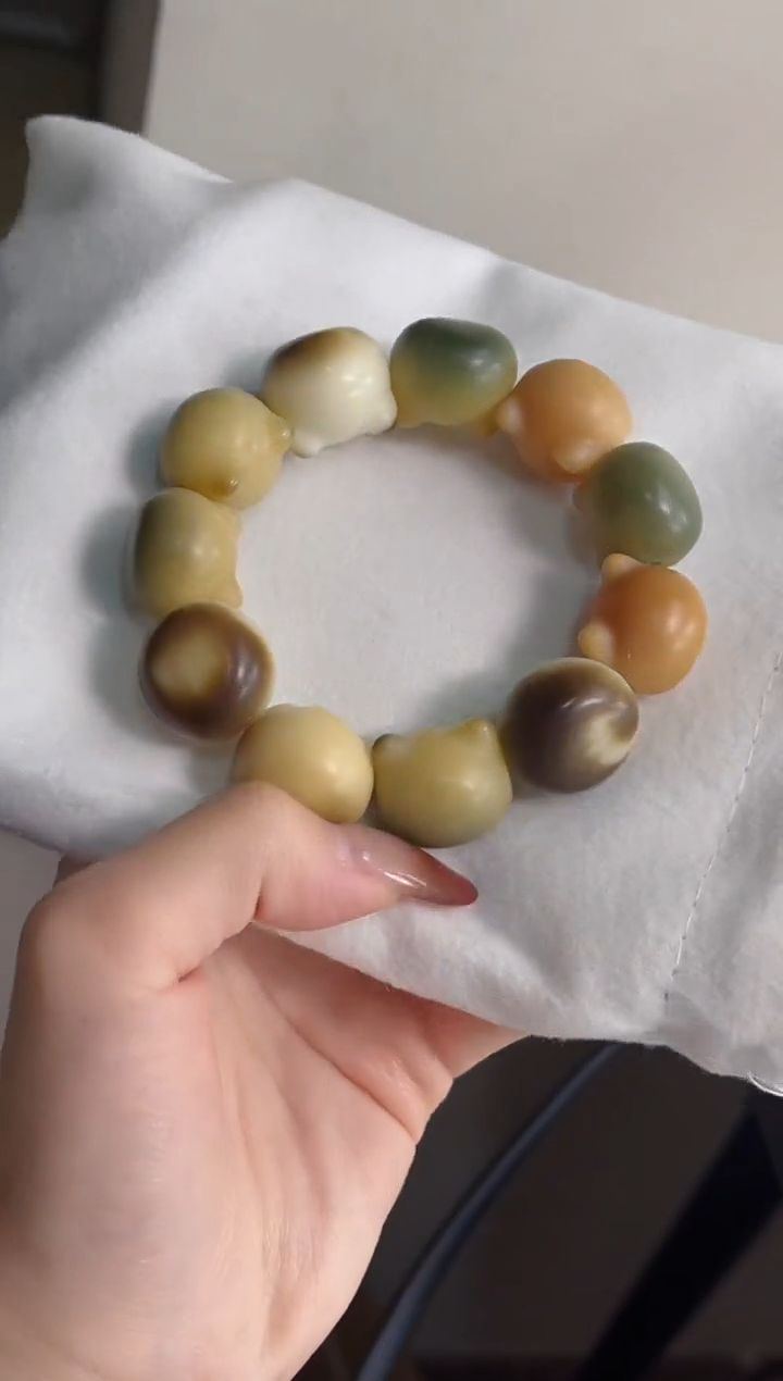 手串菩提根/象牙果?****?y27干磨横孔猫猫头20mm手串瑕疵不补