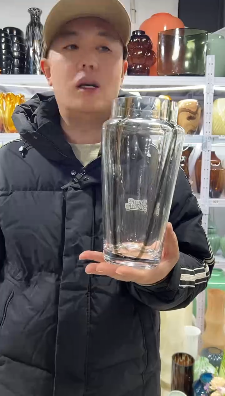 透明黑条纹花瓶微瑕介意勿拍