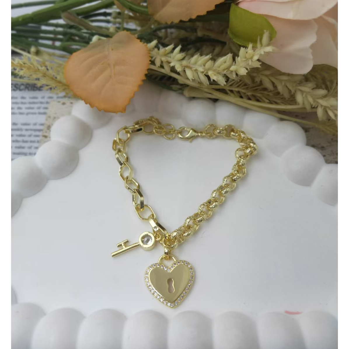 铜合金合成锆石手链 B0876-铜合金锆石手链