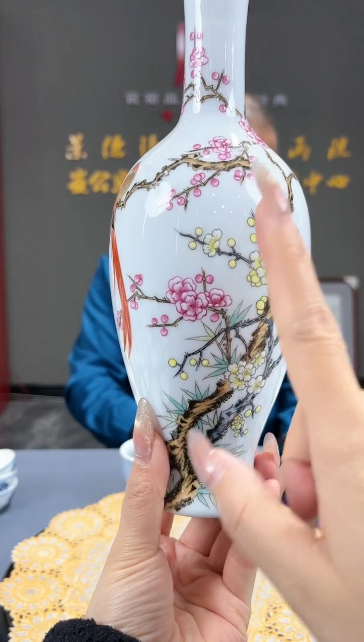 【闪购商品】官窑瓷画院460官窑瓷画院花鸟赏瓶