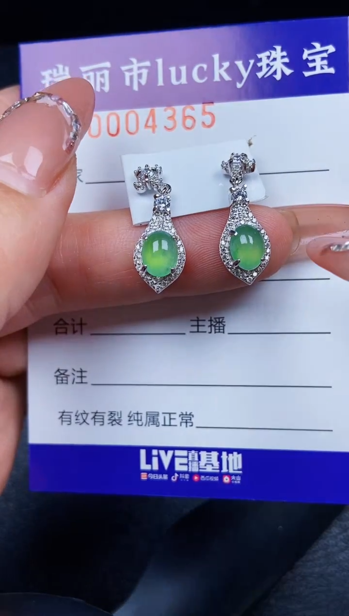 翡翠银S925镶嵌颈饰4365