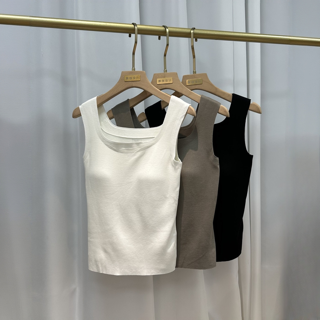 6810莱赛尔吊带美背时尚极简风背心女简约修身打底
