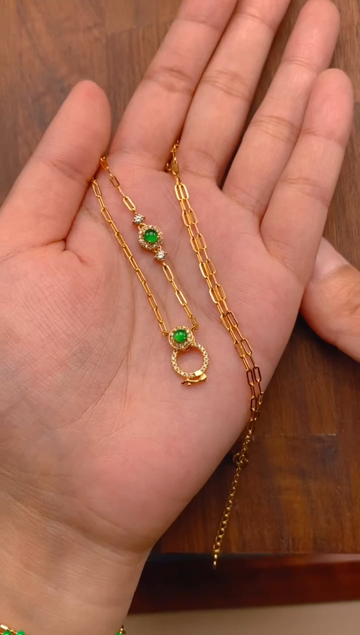 【闪购商品】翡翠项链银S925镶嵌蛋面项链