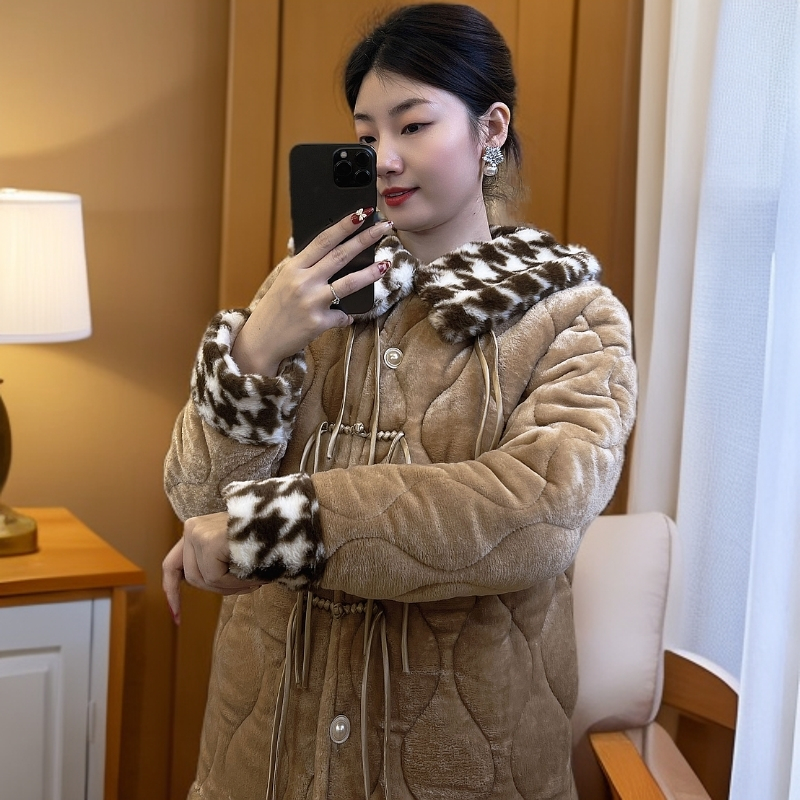 夹棉睡衣女三层加厚冬季保暖国风可外穿家居服