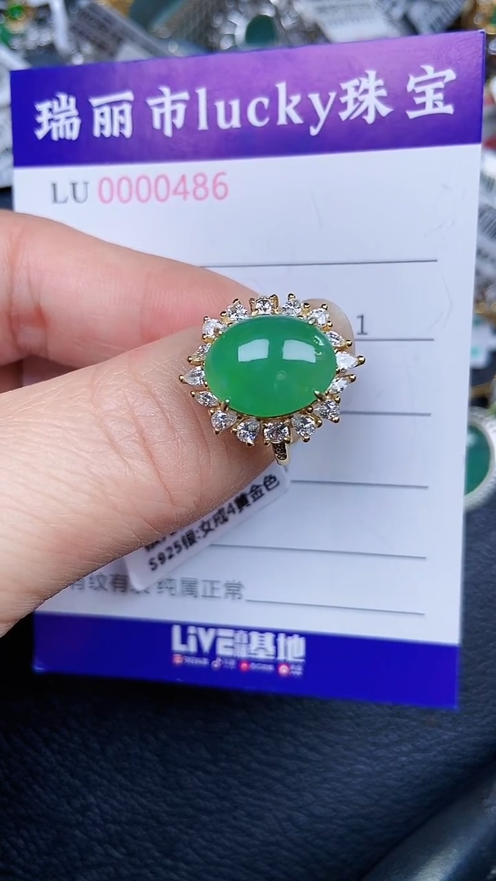 颈饰银S925镶嵌翡翠486