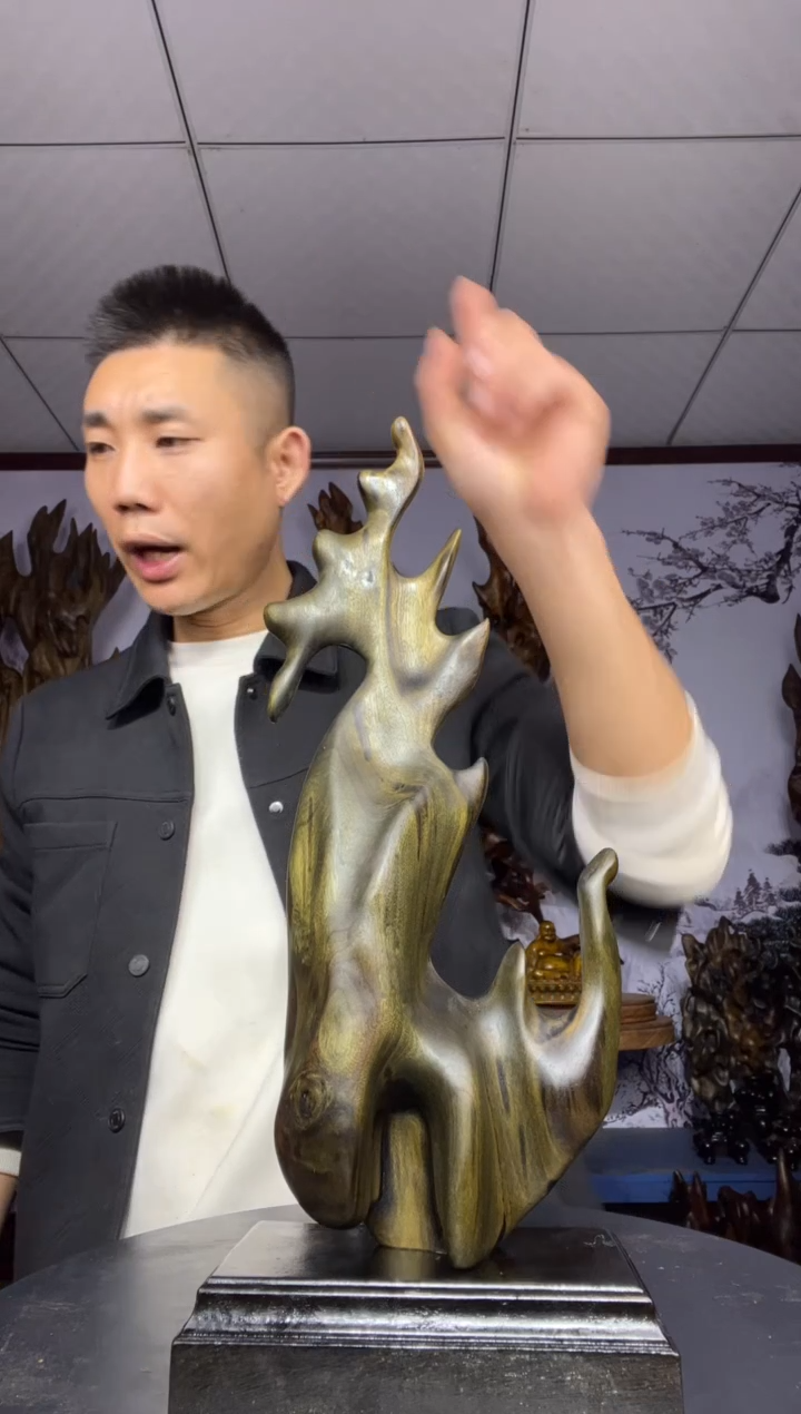 金丝楠木雕款亏**福金丝楠木工艺品摆件