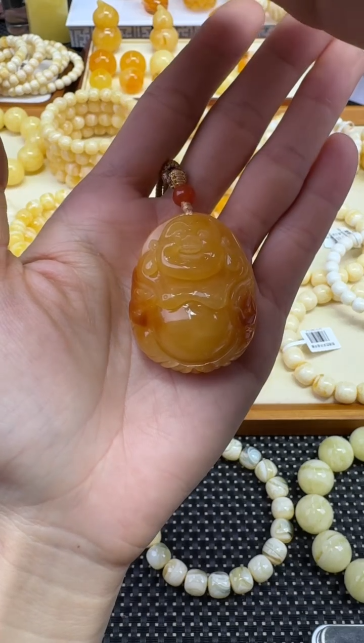 裸石琥珀未镶嵌宝衡 无双 宋高龙老师本工焦皮顶红弥勒 手工制