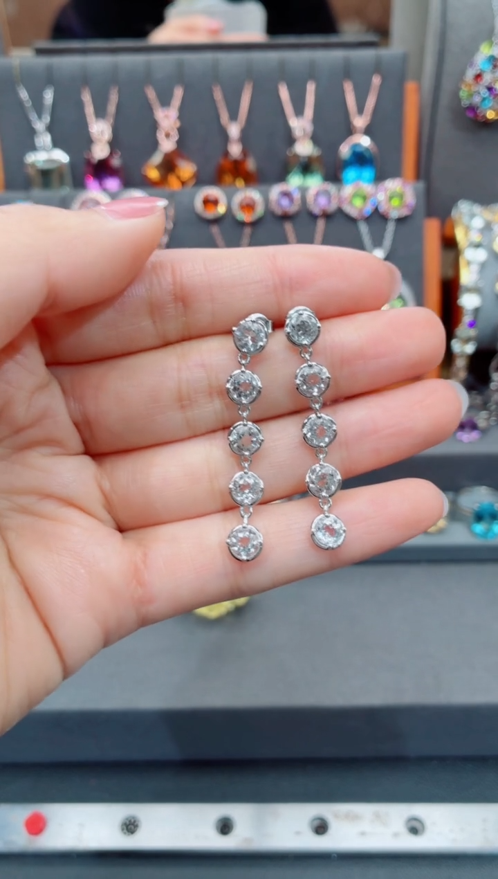 银S925镶嵌耳饰水晶水晶耳饰