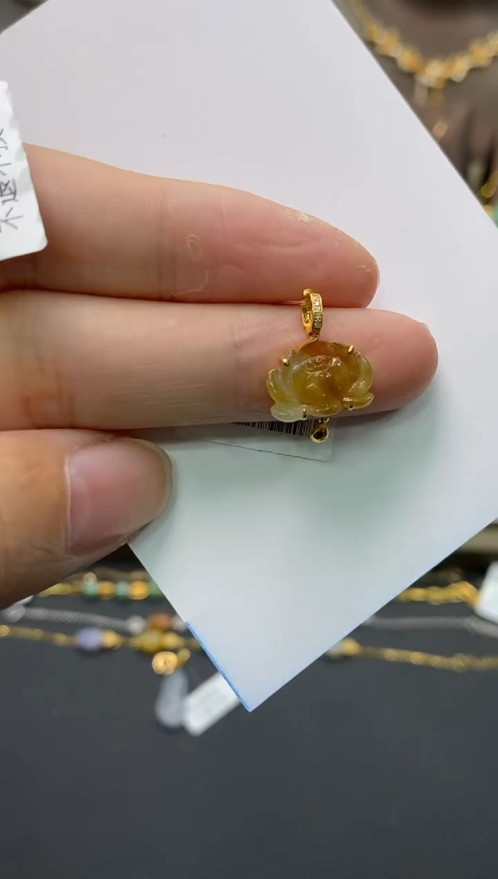 【闪购商品】翡翠颈饰18K金镶嵌净货13950