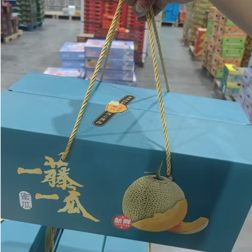 【姜婆礼盒】新到藤丸网纹瓜礼盒软嫩爽滑甘甜流蜜净果4-4.5斤山东省